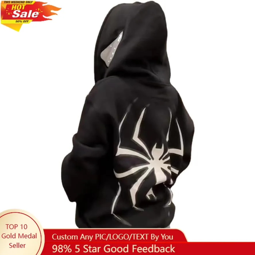 

Y2k Hoodie Men Women Spider Full Zip Hoodie Y2k Jacket Hip Hop Aesthetic Graphic Hoodies Gothic Emo Grunge Hoodie