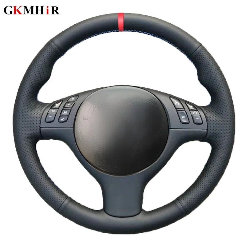 Hand-stitched Black Artificial Leather Car Steering Wheel Cover for BMW E46 E39 330i 540i 525i 530i 330Ci M3 2001 2002 2003