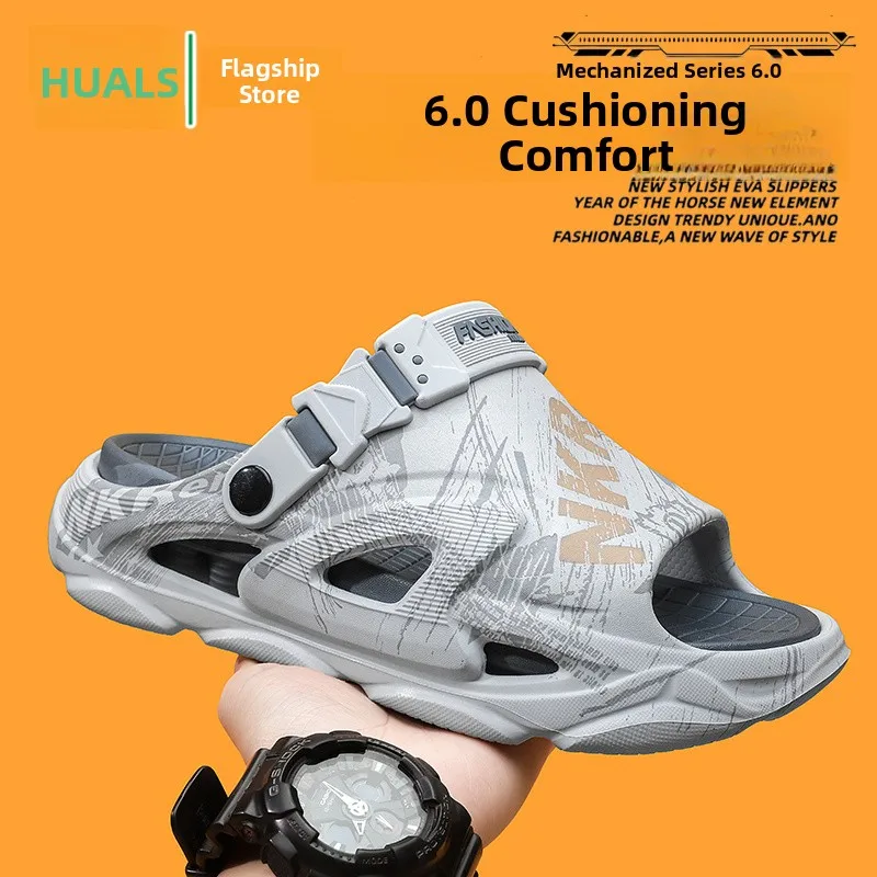

Men's Summer Outdoor Wear Anti-Slip Soft Bottom Sandals Driving Sports Two-Purpose Large Size Beach Slippers Korean Style Low...