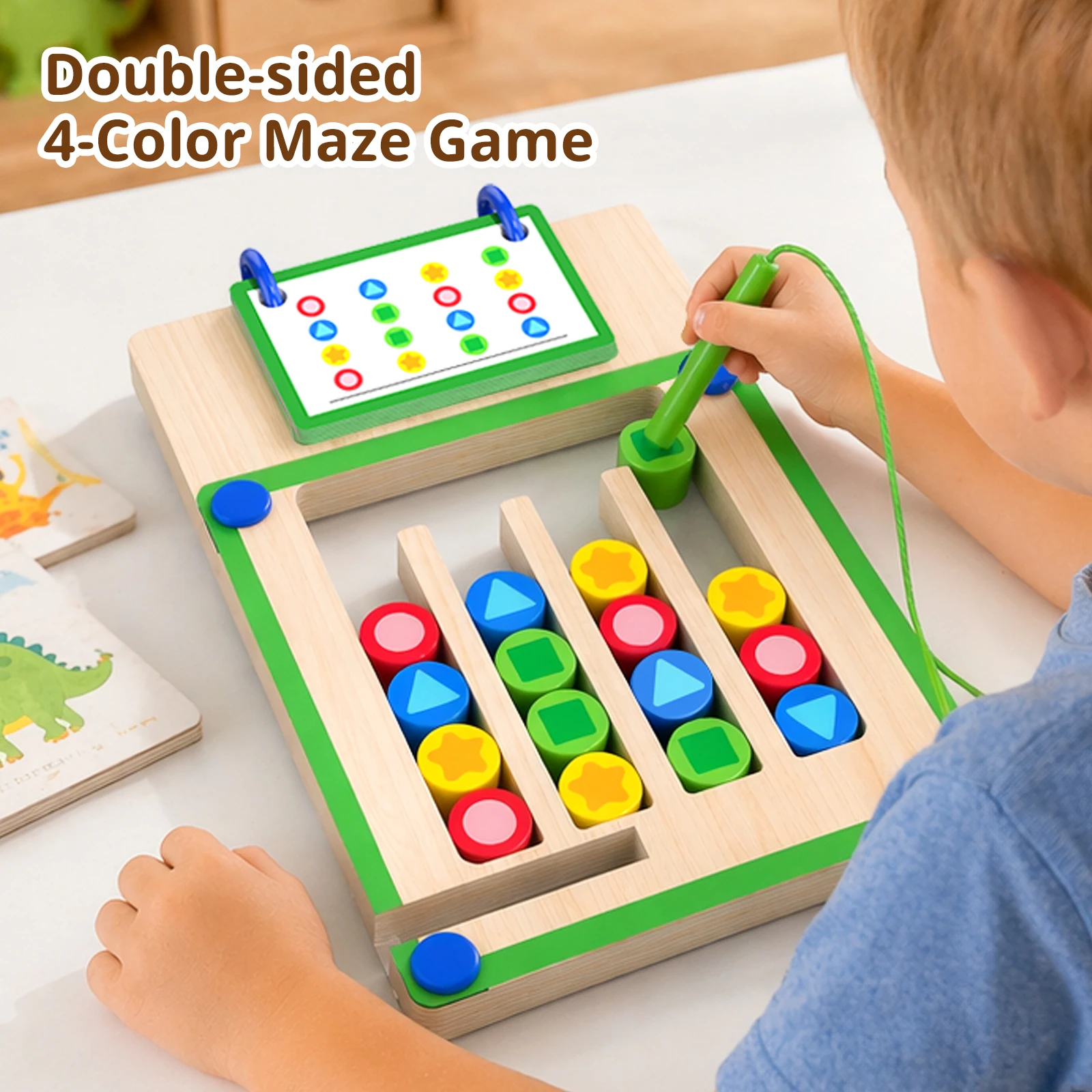 Montessori Magnetic Double-Sided 4-Color Matching Puzzles Logic Game Thinking Training Enlightenment Hand-eye Coordination Gifts