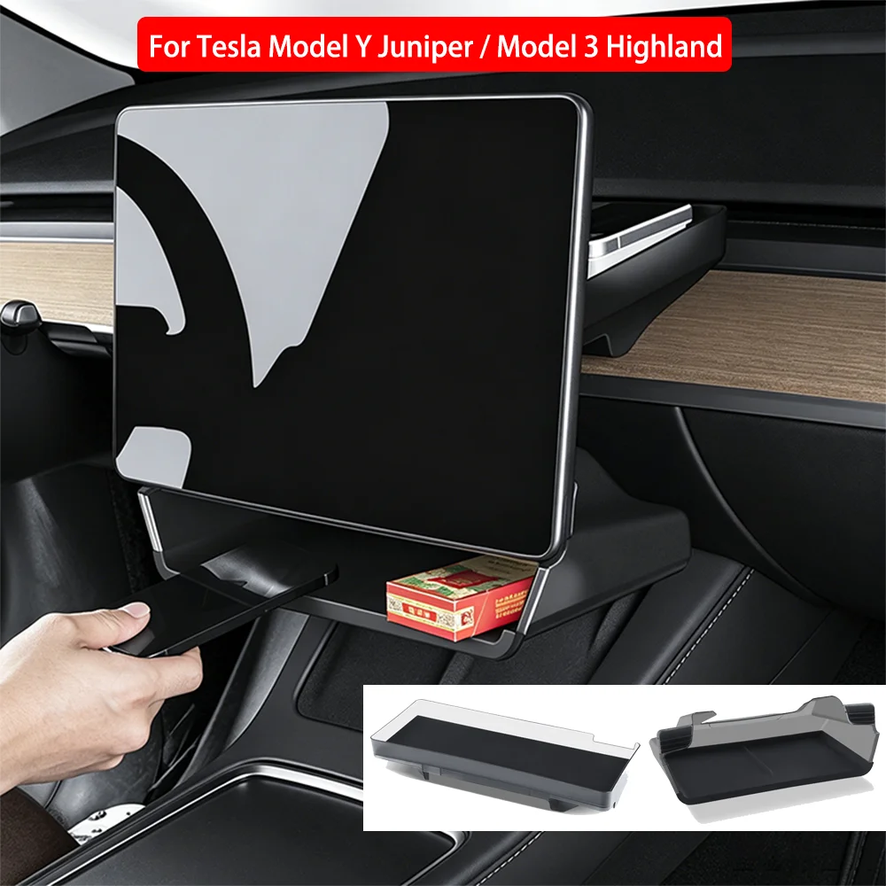 For Tesla Model 3 Highland Model Y Juniper 2025 2026 Under Screen Storage Box Center Console Hidden Organizer Case Accessories