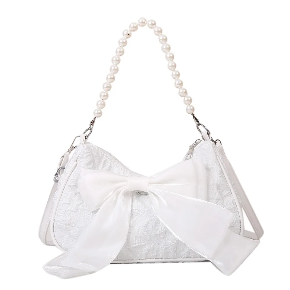 

Casual women's pearl handbag bow fashionable versatile women's bag Korean version temperament women's shoulder bag