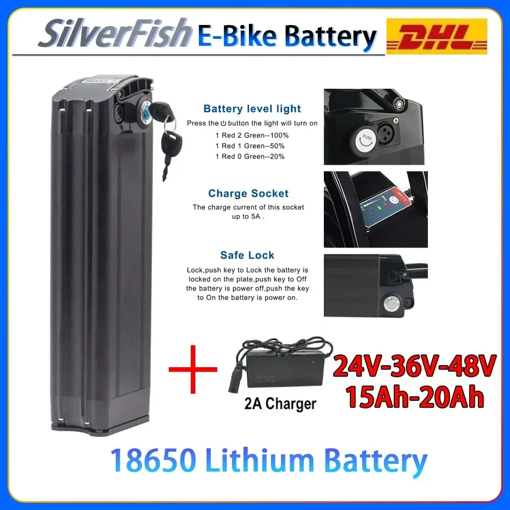 

24V, 36V, 1000W suitable for electric bicycle Haiba conversion kit 54.6V, 18650 48V, 20Ah, 15Ah battery silver fish shell