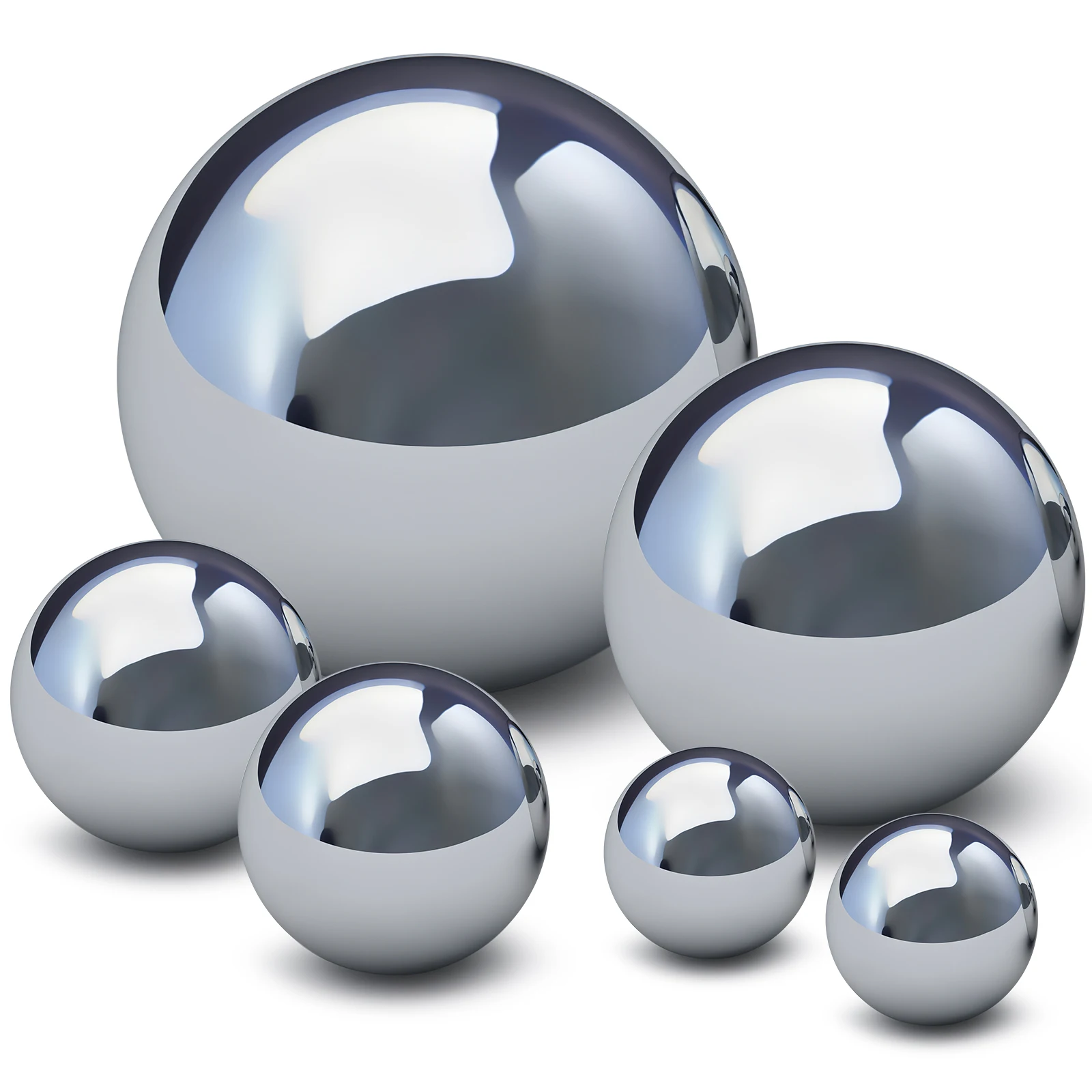 Gazing Globe Mirror Balls 15/10/8/5CM Office Space Stainless Steel Balls Mirror Polishing Garden Decorations 6pcs