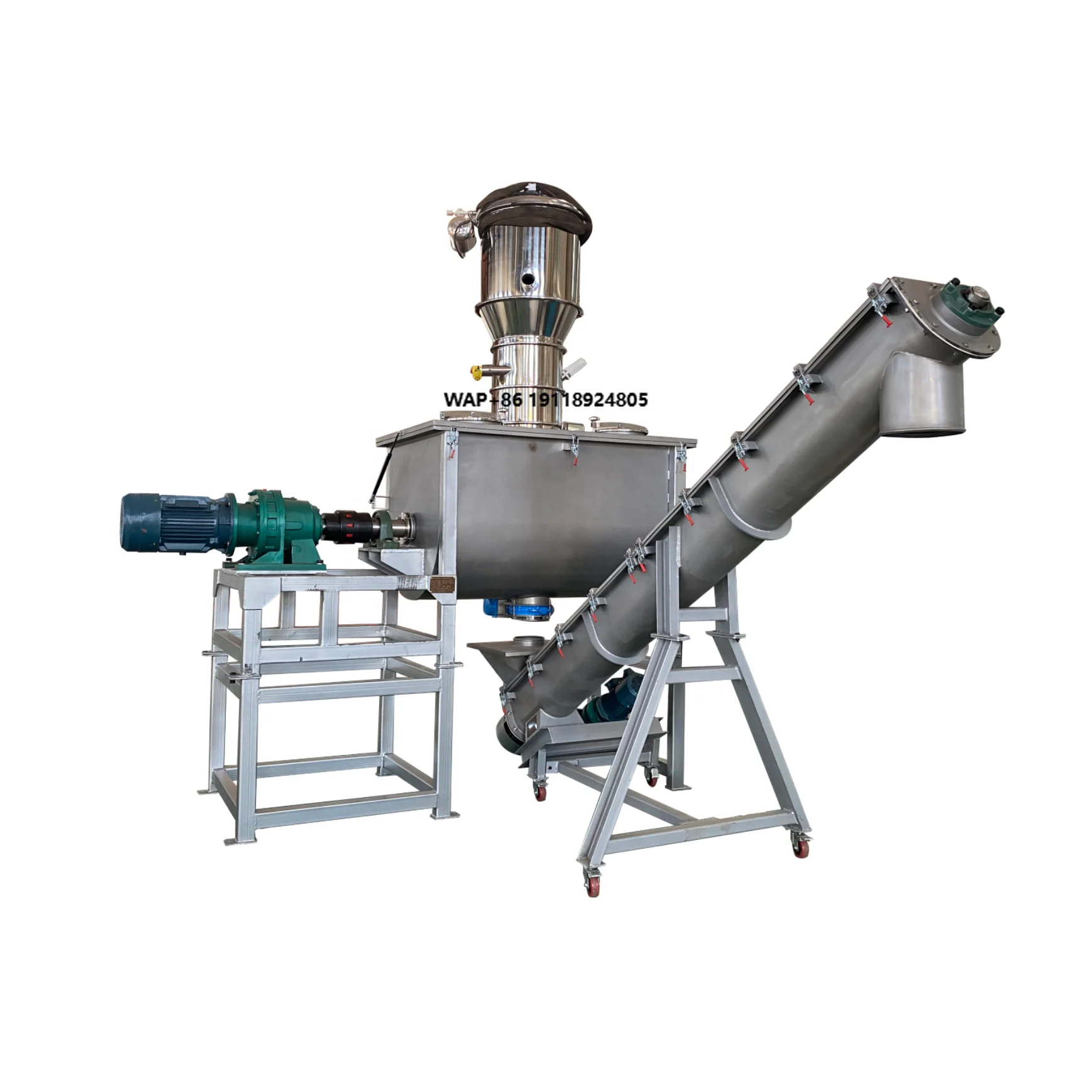 Small Animal Feed Water Sprayer with Auger Screw Conveyor Horizontal Ribbon Mixer Price