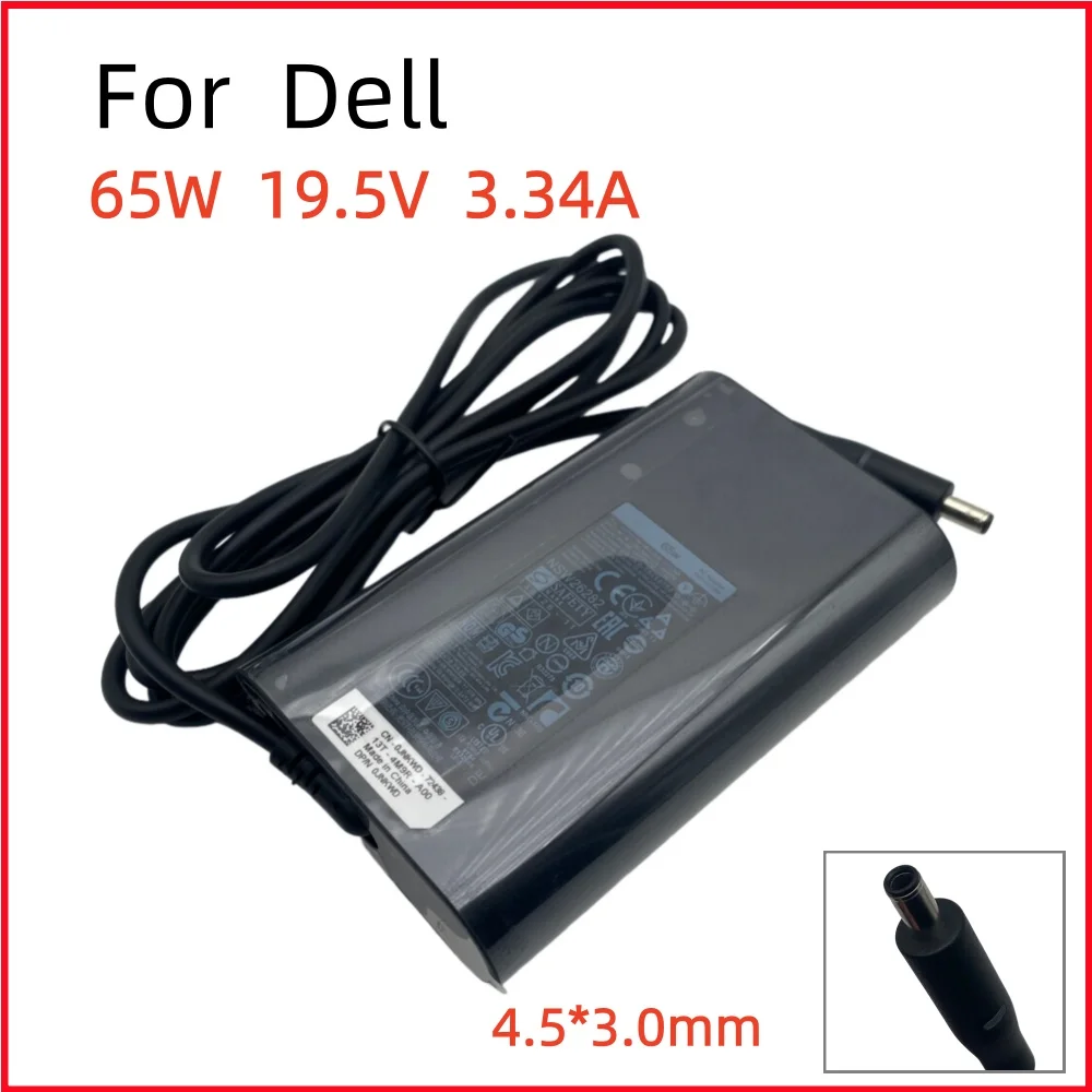 Adaptador de carregador para laptop, 19.5v, 3.34a, 65w, para dell inspiron 15 3000 5000 7000 séries 17 5000 séries, fonte de alimentação para notebook