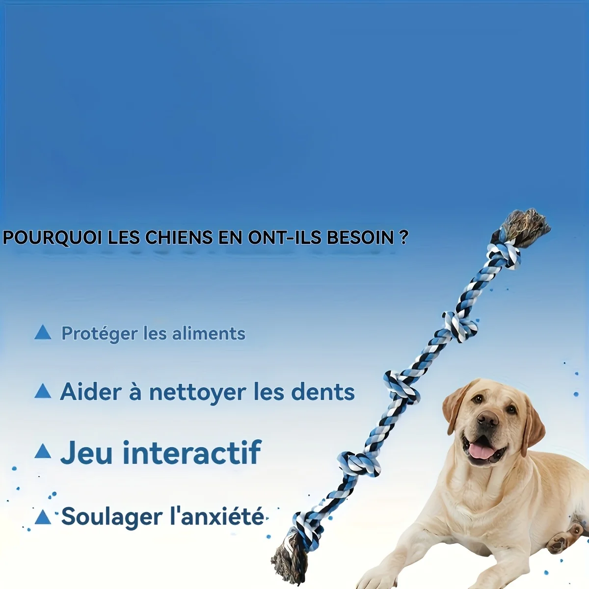 1 Stück robustes Hundeseilspielzeug mit Zahnreinigung und Kauen – extra langes Seil – langlebiges Kauspielzeug für die Zahnreinigung, Hundezubehör – Detail 3