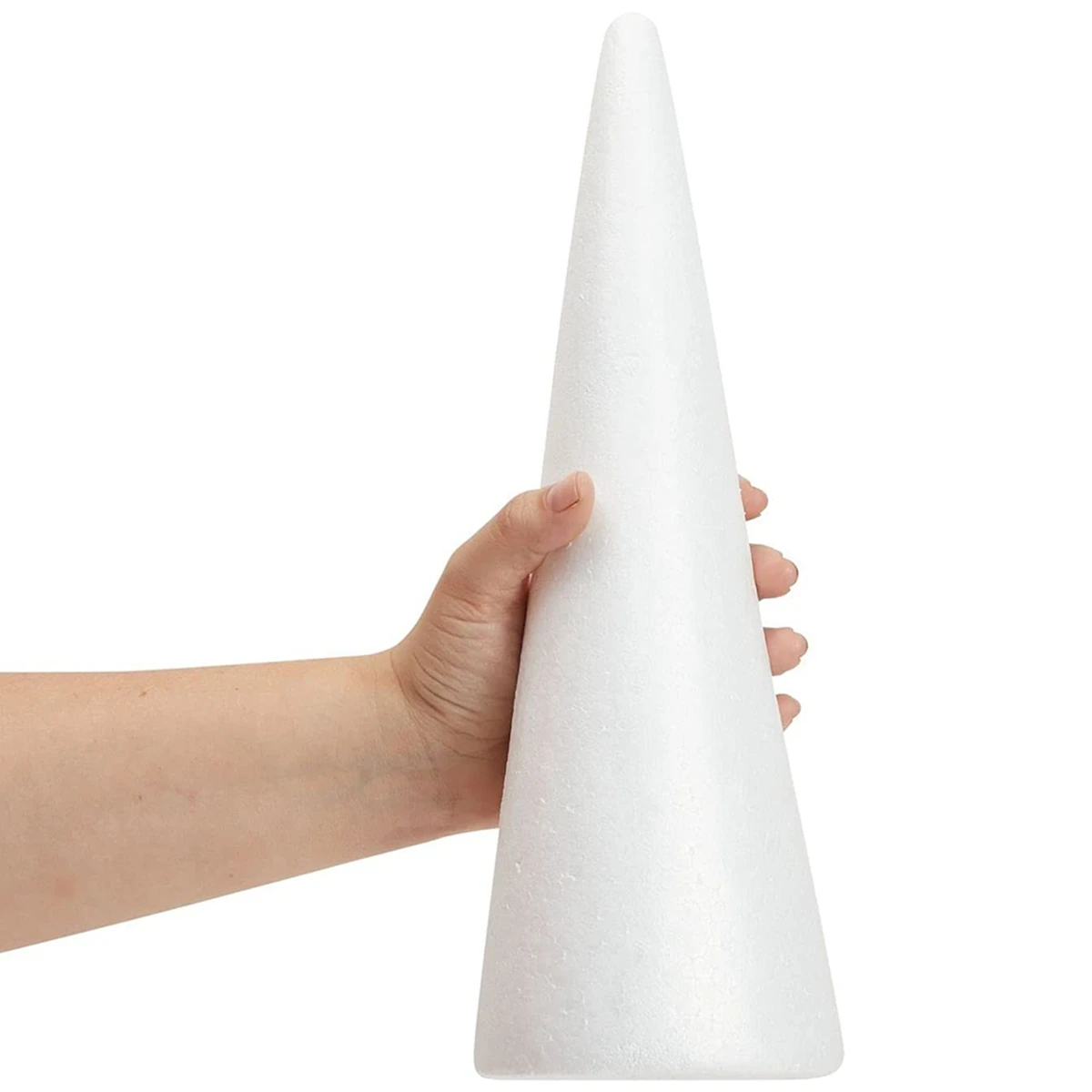 Foam Tree Cones for DIY Crafts, White Polystyrene Art Supplies (4.5 x 13.5 In, 4 Pack)