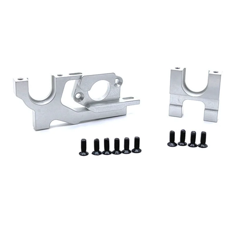 Metal Adjustable Motor Mount and Center Gear Mount Set for Wltoys 104072 104001 104002 1/10 RC Car Upgrades Parts,Silver