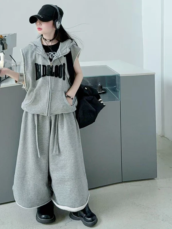 girls-summer-outfit-set-american-cool-sleeveless-hoodie-wide-leg-pants-two-piece-set-lightweight-breathable-wearable-for-kids