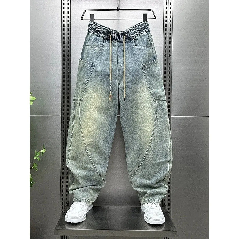 

American Wa adient Color Jeans Men's Autumn Winter Thin Trendy Straight Casual Loose Wide Leg Knife Pants