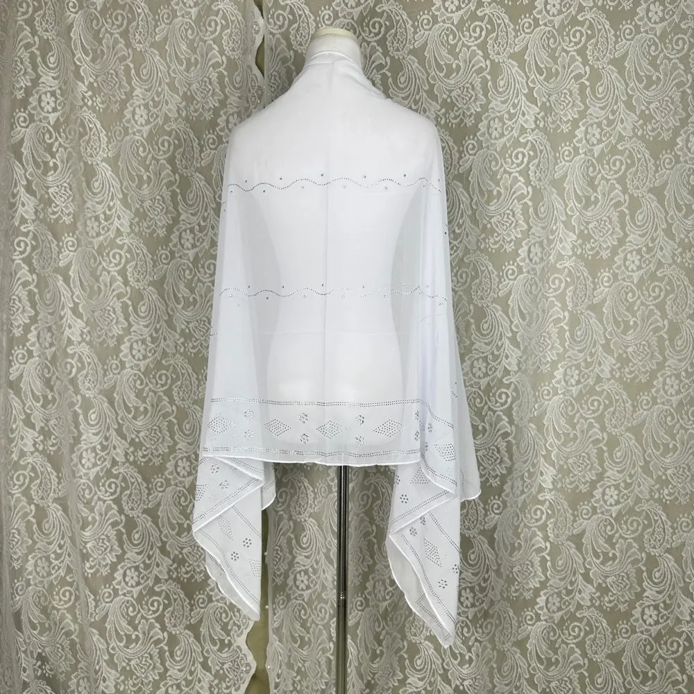 2025 kleine 70x180 cm chiffon Nieuwe Afrikaanse Netto Hijab Sjaal Voor Moslimvrouwen Afrikaanse Dubai Islam Hoofddoek Borduren sjaals