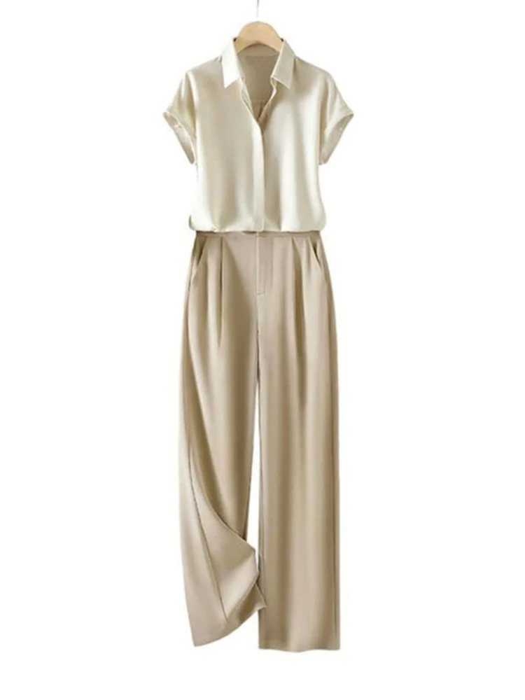 

Blouse and Ladies Trouser Shirt Fashion Clothing 2025 with Sleeve Luxury Korean Style Wholesale Bulk Women's Pants Two Piece Set