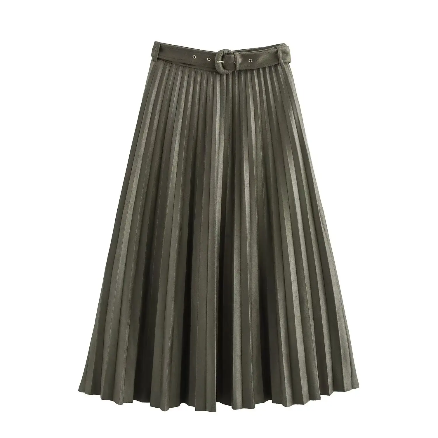 

Original Design f-length Pleated Skirt W025 094 Brand Exc Goods PVC Fabric European Sle Mid-aged Women Ciwalk