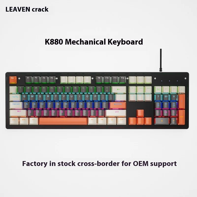 

Leaven K880 Wired Esports Mechanical Keyboard Office Desktop Laptop Hot Swappable 104 Keys Waterproof Rgb Blue/Red Axis Keyboard