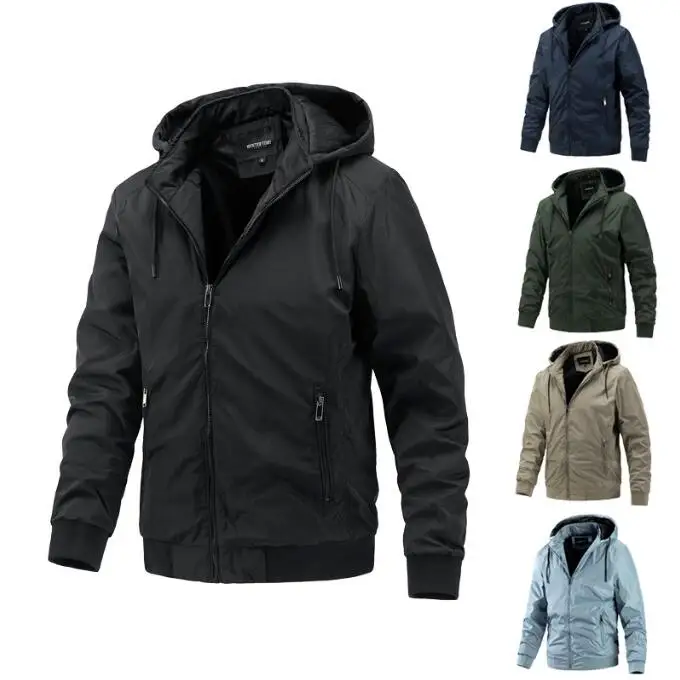 

Men's Spring and Autumn detachable hooded jacket Casual sports light cotton jacket Business trend men's wear