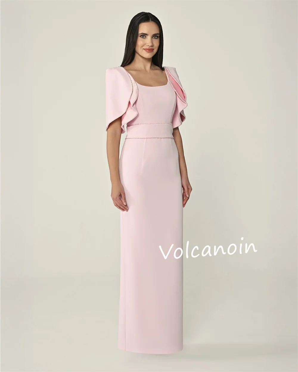 カスタマイズされたフォーマルイブニングジャージシャーリングストレートスクエアネックロングドレスオーダーメイドの機会エレガントな高品質