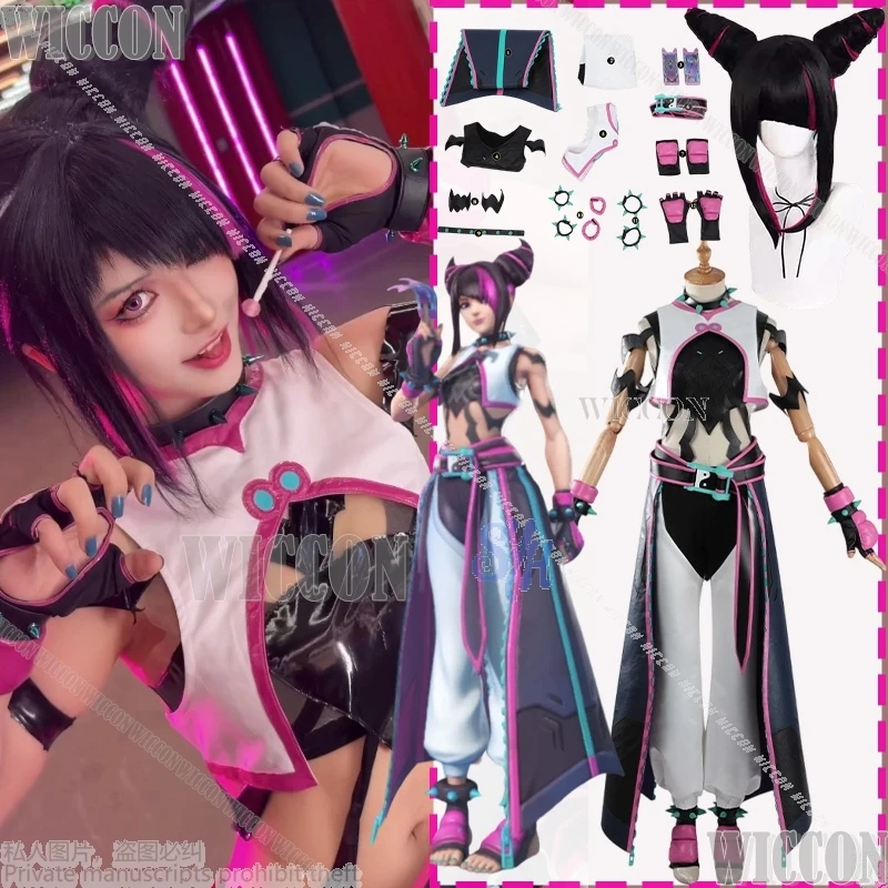 Han Juri 한주리 Kiriko 코스프레 Cosplay Game OWW Crossover Street Fighter 6 Hot Pink Batter Uniform Jumpsuit Wig Halloween Comic CON - view 2