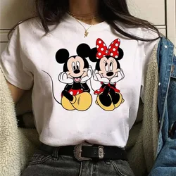 Disney Cartoon Minnie Mickey Cartoon Fun printing Women's Fashion cotton T-shirt Summer Y2K Women's Casual Gothic Harajuku Tops