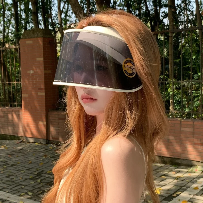 Women's Summer Outdoor Travel Sunscreen Empty Top Hat Breathable Sun Hat Face Enhancing Small Sports Transparent Face Mask Hat