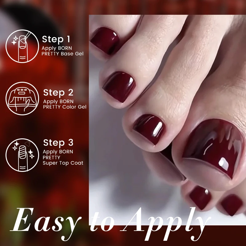 BORN PRETTY 10ml Gel-Nagellack Herbstweinrot Nagelzubehör Vernis Semi-Permanent Nagelkunst Maniküre Soak Off LED UV Gel – Detail 4