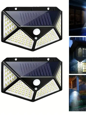 100 LED Dış Mekan Solar Lamba Dış Mekan Bahçe Dekorasyonu Solar LED Işık Su Geçirmez Güneş Işığıyla Çalışan Hareket Sensörlü Spot Işık