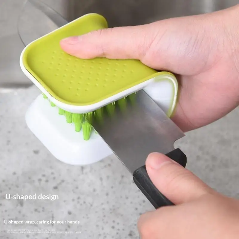 Foldable U Shape Hard Bristle Cleaning Brush Double Sided Hand Scrubber For Car Seat Belt Kitchen Surface Stain Removal Tool