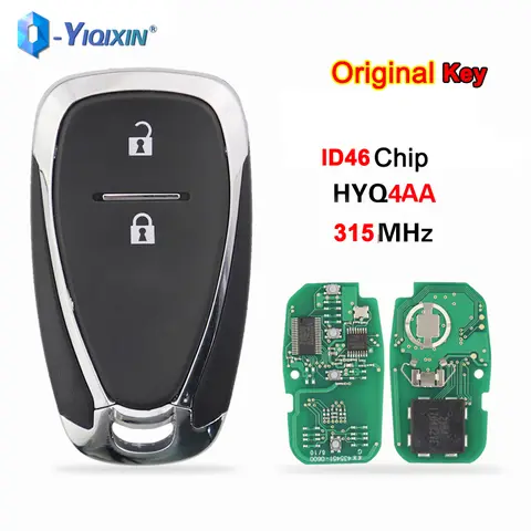 YIQIXIN 315MHz Chevrolet Camaro Equinox Cruze Malibu Spark Tracker Orland Trax HYQ4AA Smart Fob 용 기존 원격 자동차 키 ID46