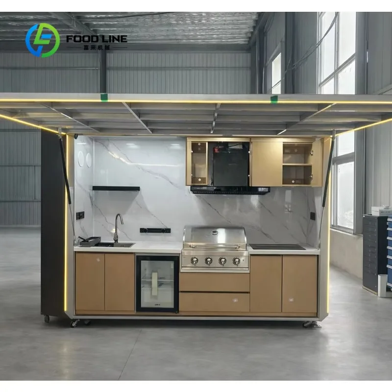 

Customized Prefabricated Summer Stainless Steel Modular Outdoor Camping Grill Barbecue Kitchens Cabinets Set with bar