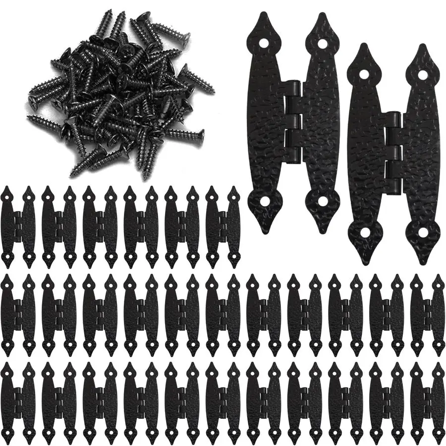 

30 упаковок 3,5-дюймовых черных антикварных H-петлей из холоднокатаной стали Петли для шкафа Плоские петли Дверные петли для скрытого монтажа Декоративные петли для