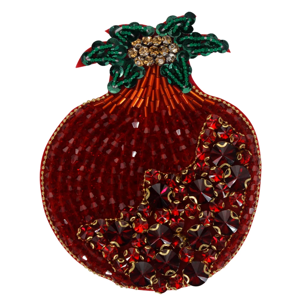 Fruit Beaded Rhinestone Patches Clothes DIY Strawberry Cherry Pomegranate Craft Badge Sew on Applique Embroidery Accessory