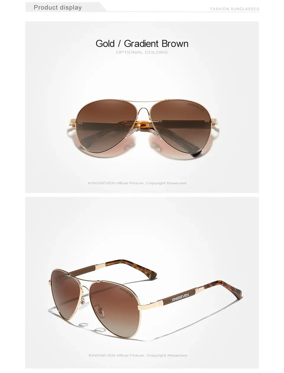 Kingseven Herren hochwertige Sonnenbrille Sonnencreme polarisierte UV400 Brille Frauen Pilot fahren Anti-Reflexion kausale Brillen – Detail 4