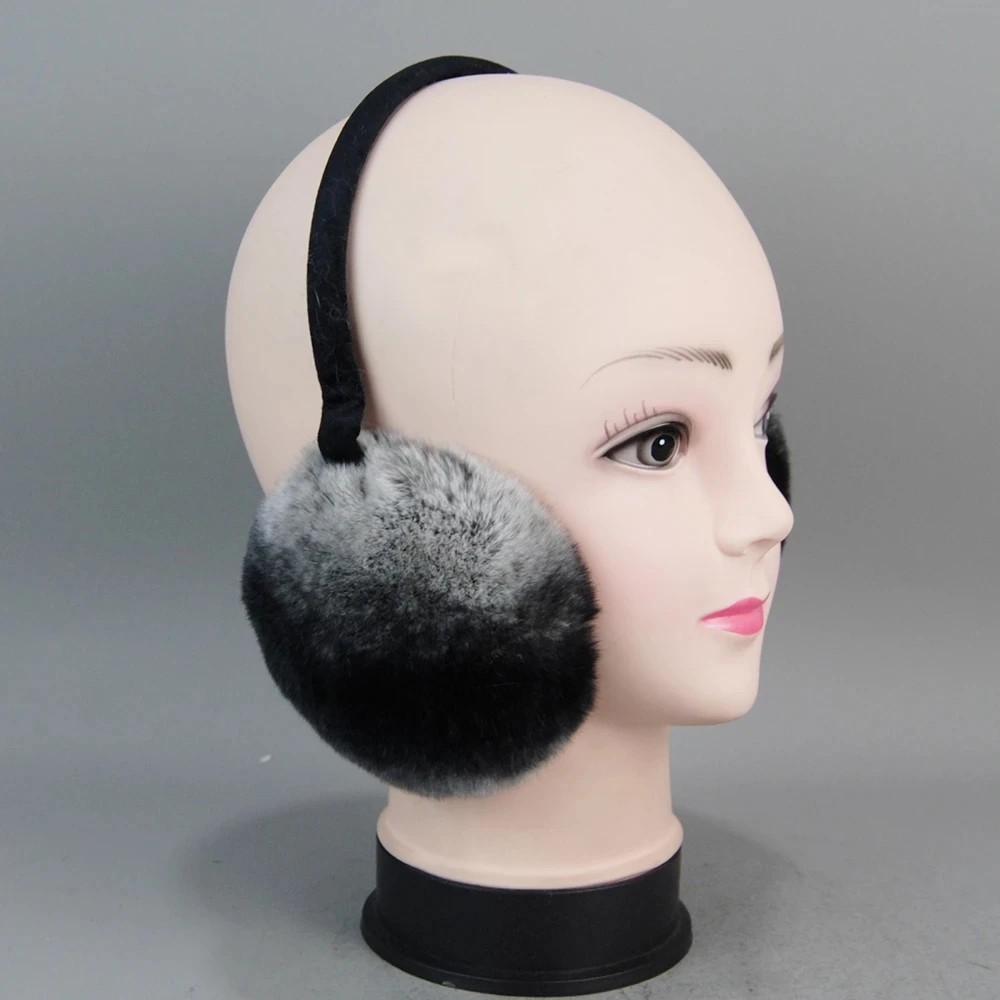 2022 women Quality Real Fur Ear-cap Winter Warm Natural Rex Rabbit Fur Earmuff Lady Fashion Fluffy Genuine Rex Rabbit Fur Earlap