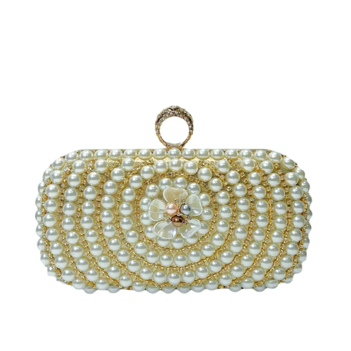 

Handmade Pearl Banquet Rhinestone Small Square Bag Handmade Pearl Square Clutch - Rhinestone Shoulder Bag For Wedding Banquets