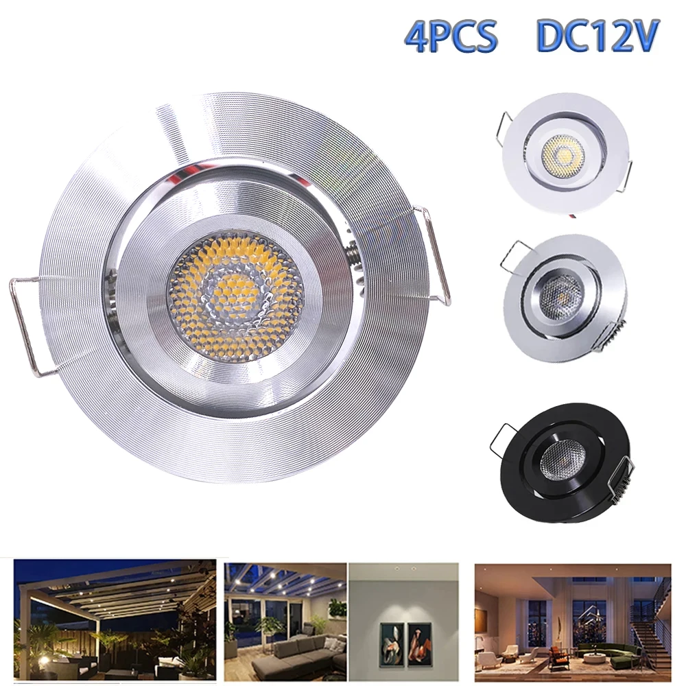 

4/6/8PCS DC12V Mini LED Spotlights 3W Adjustable Recessed Jewellery Cabinet Downlight Ceiling Spots Bathroom Kitchen Lights