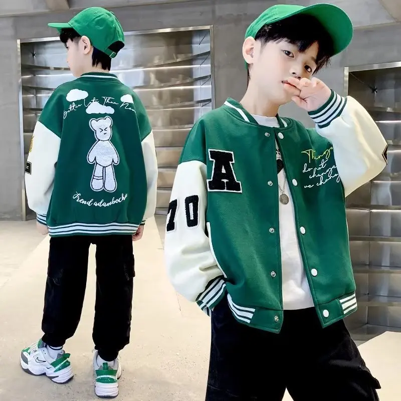 Boys' Jackets, Spring And Autumn Outfits, New Westernized Styles, Trendy Tops, And Trendy Children's Baseball Suits 8 Years Old