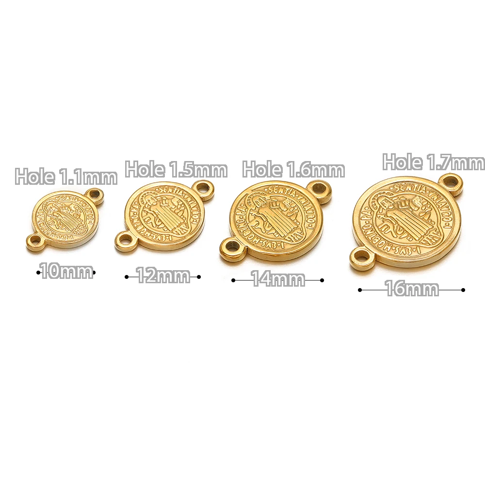 5 Stück Edelstahl-Anhänger in Goldfarbe mit Jesus-Kreuz-Motiv, Verbindungsstücke für DIY-Schmuckherstellung, Halsketten-Komponenten, Schmuckzubehör – Detail 3