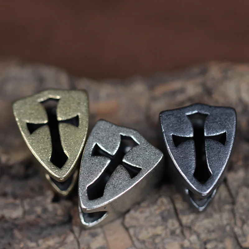

Cross Shield Brass Knife Beads EDC Outdoor DIY Paracord Woven Bracelets Accessories Survival Tool Flashlight Lanyard Pendants