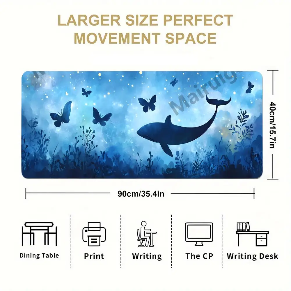 Whale Dream Mouse Pad Large Computer Office Game Table Mats XXL Rubber Anti-slip Gaming Keyboard Mousepads Long Desk Pads