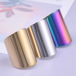 Wide Plain Open Adjustable Ring Hip Hop Finger Jewelry No Fade Punk Stainless Steel Rings For Women Men Accessories Party Gift