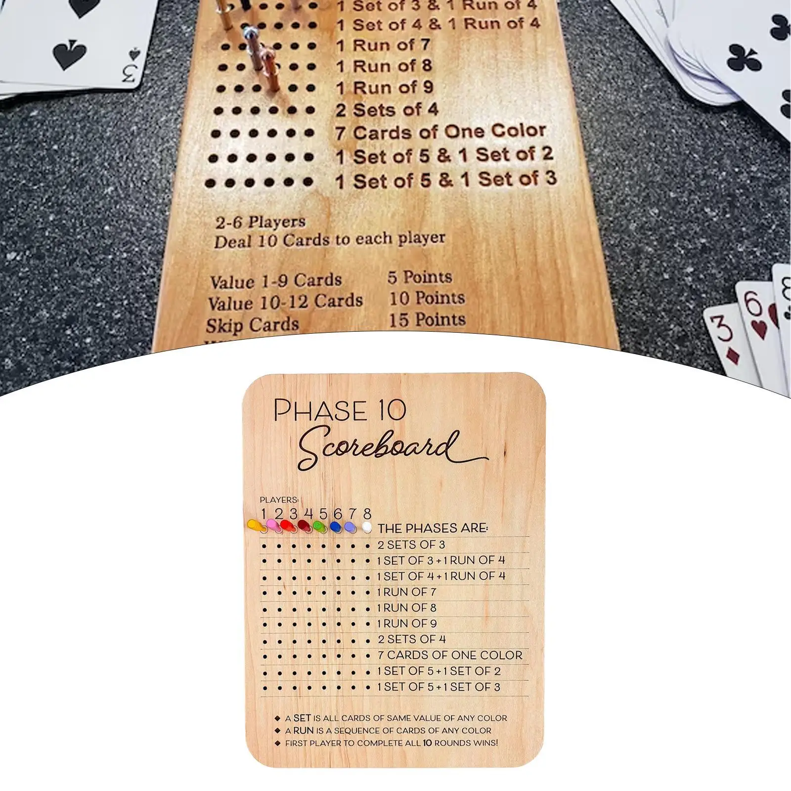 Phase 10 Score Sheets Multifunction Classic Portable Scoring Board Wooden Phase