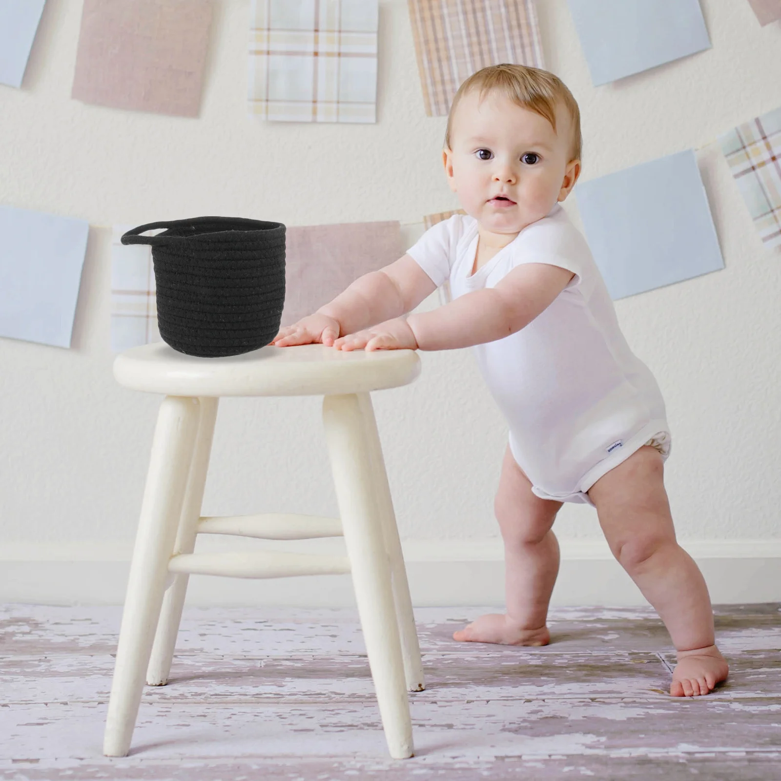 2 Pcs Cotton Rope Storage Baskets Quality Material Safe Multi Functional Home Decor Farmhouse Modern Style ganizing