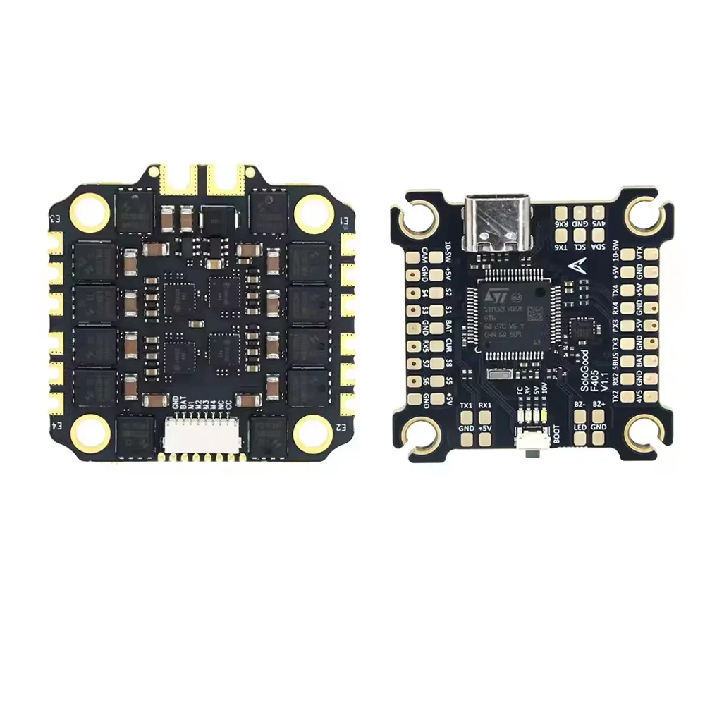 

SoloGood F405 55A 2-6S Stack (F405 Flight Controller+BLHELI_S 55A 4in1 ESC) 30.5X30.5mm for FPV Freestyle Drones Parts