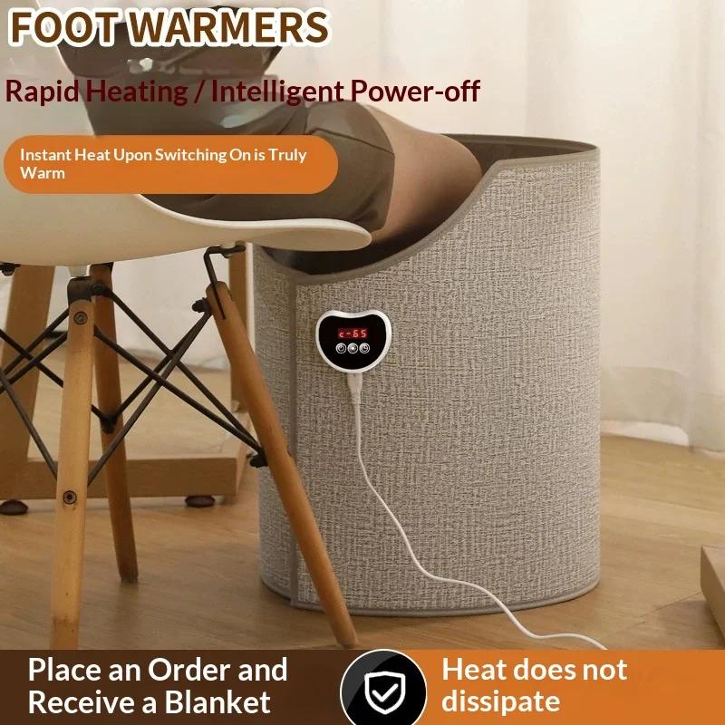 Winter Electric Foot Warmer with 8 Temperature Settings Digital Display Smart Timer Overheat Protection for Office Home Use