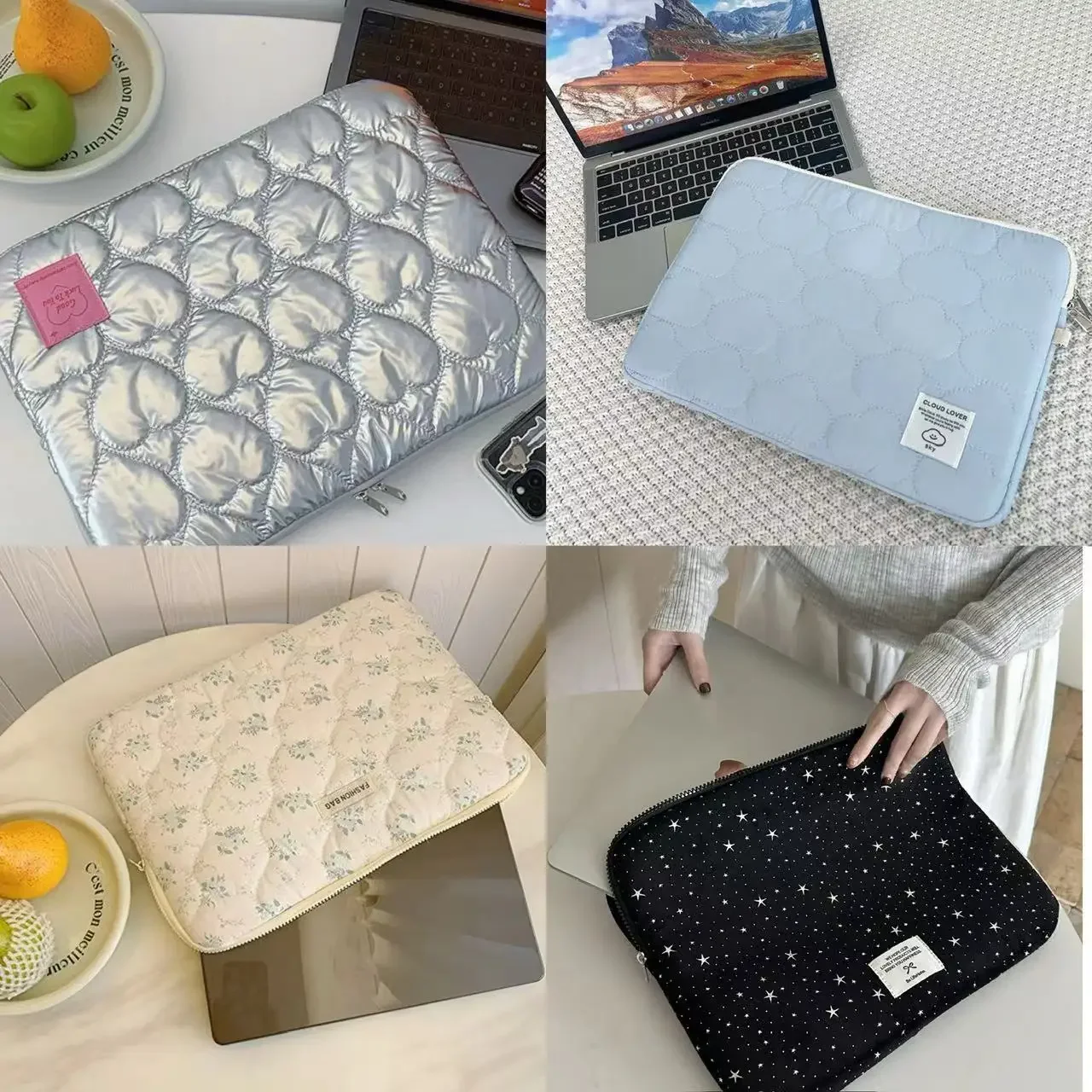 Cute Laptop Sleeve Carring Case 11 12 13 14 15 15.6 16 Inch Cartoon Cover Macbook Air 13.6 Ipad Accessories Computer Bag Women