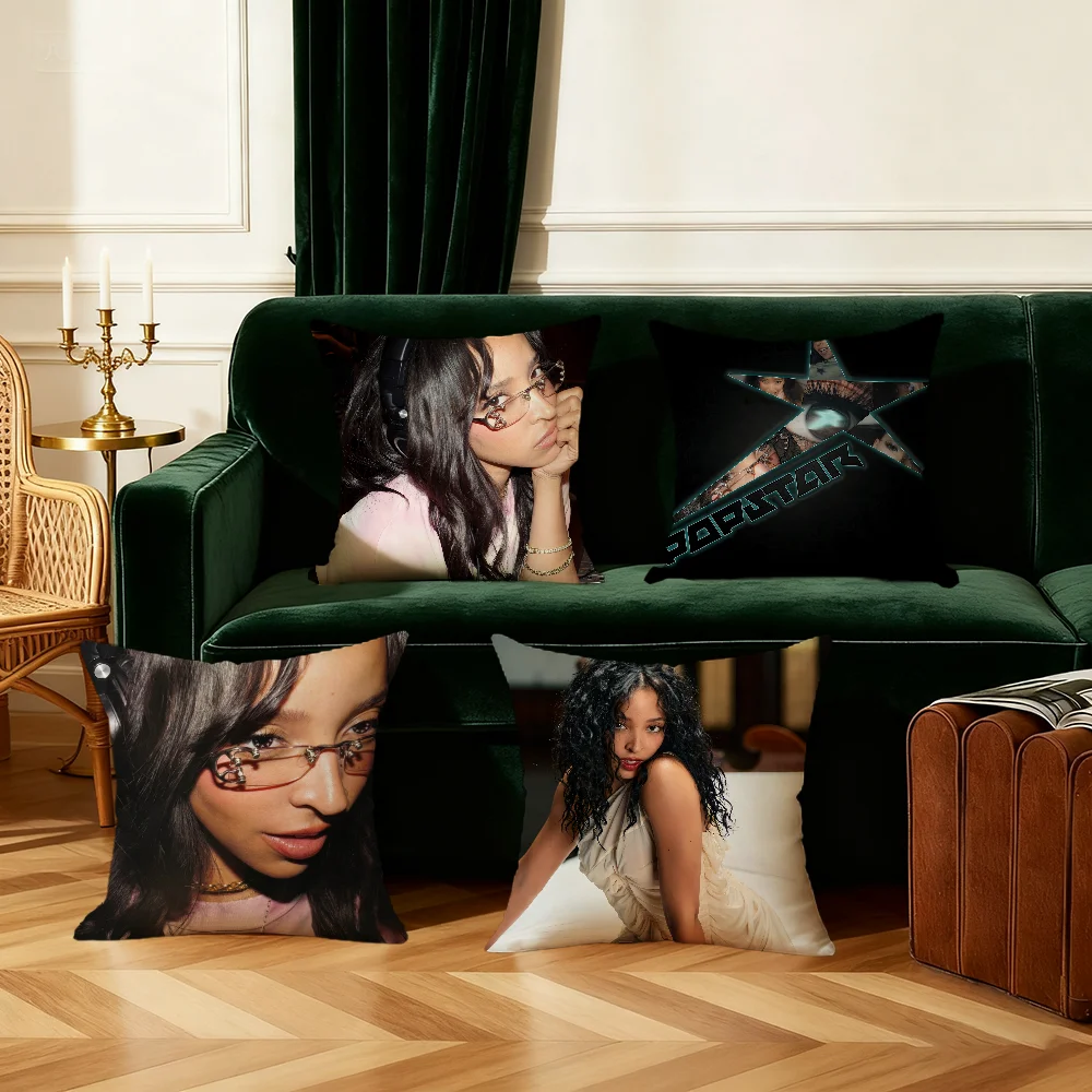 T-tinashe Singer Cushion Cover Bedroom Sofa Decorative Home Car P-popstar Portable Cushion Cover With Zipper Soft Pillowcase