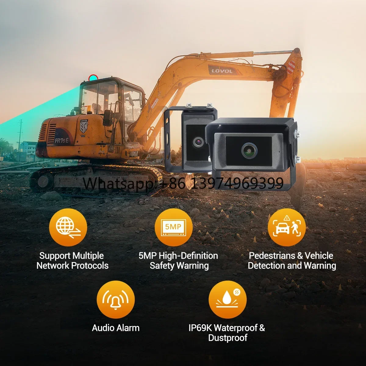5MP HD Bus Vehicle Ip Camera Rearview Camera Support ONVIF RTSP ISO17215 IP69K Waterproof