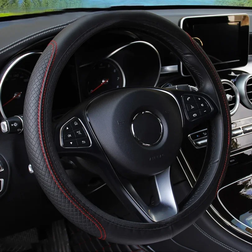 

SEAMETAL 37-39CM Steering Wheel Cover Anti Slip Breathable Steering Cover Universal Microfiber Leather Steer Wheel Protector
