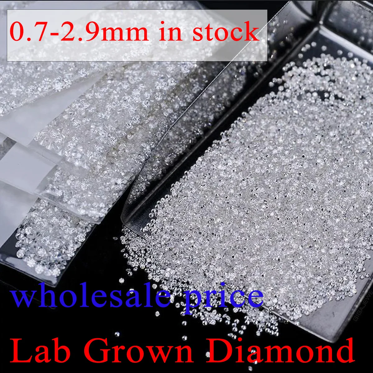 

0.7-2.9mm Melee Lab Grown Diamond Wholesale 10/20/30/50pcs 1ct Melee HPHT DEF Color VVS-VS Clarity Lab Grown Diamonds