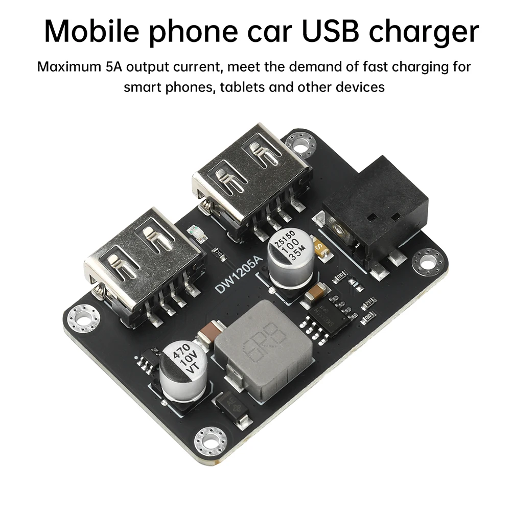 DC-DC Step-Down Module 9V/12V/24V to 5V5A Cell Phone Car USB Charger Dual USB Output with Case Fast Quick Charger Circuit Board
